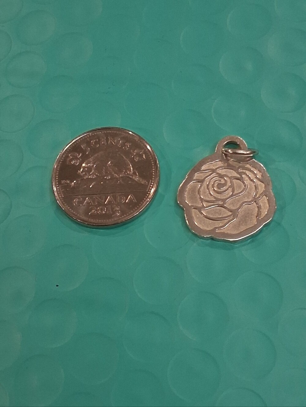 Tiffany Silver Rose Pendant Charm - Picture 3 of 3